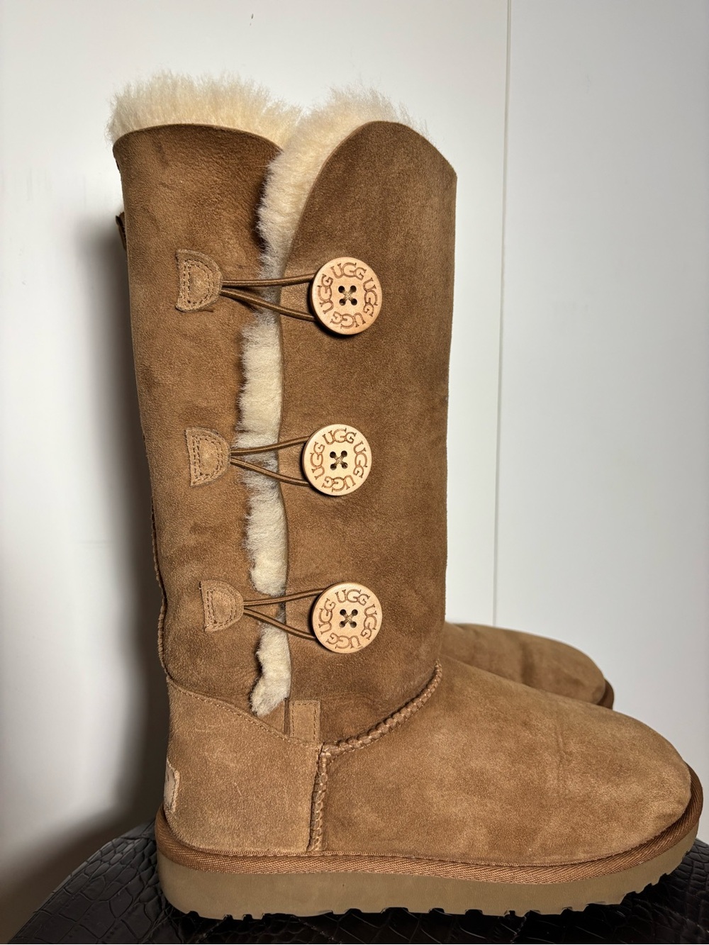 UGG Chestnut Button-Detail Tall Suede Boots